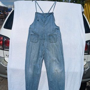 23. Lightweight Denim Vintage Overalls Red Zipper Size M